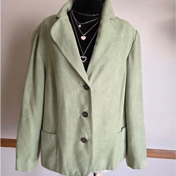 Dressbarn Vibrant Green Suede Like Blazer Size 16w - Picture 3 of 17
